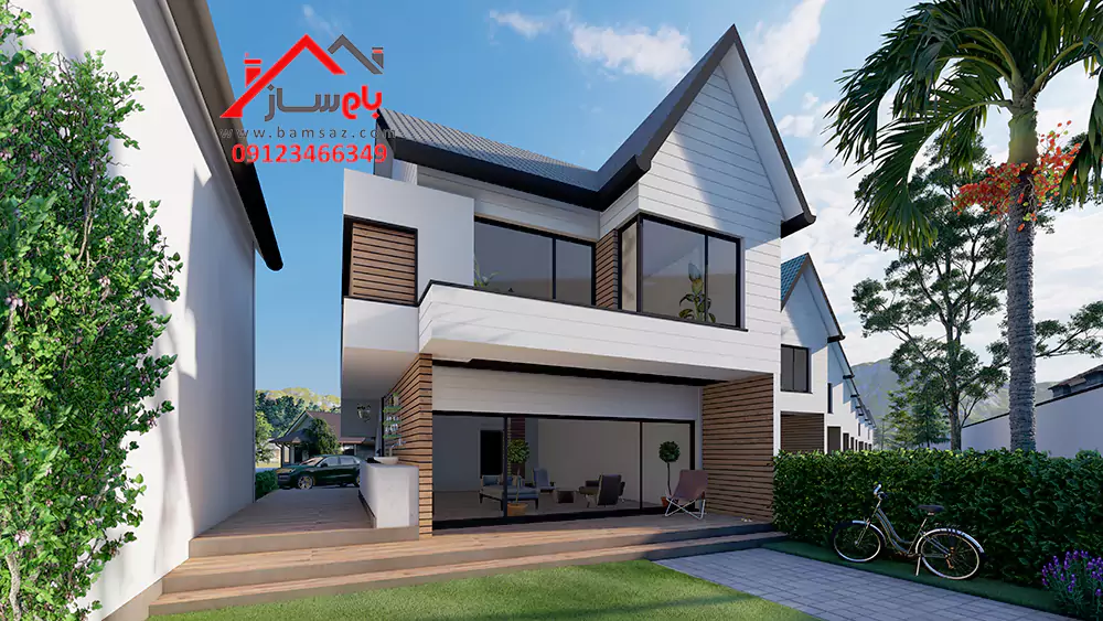 مراحل ساخت سقف شیروانی ویلا دوبلکس دوطبقه