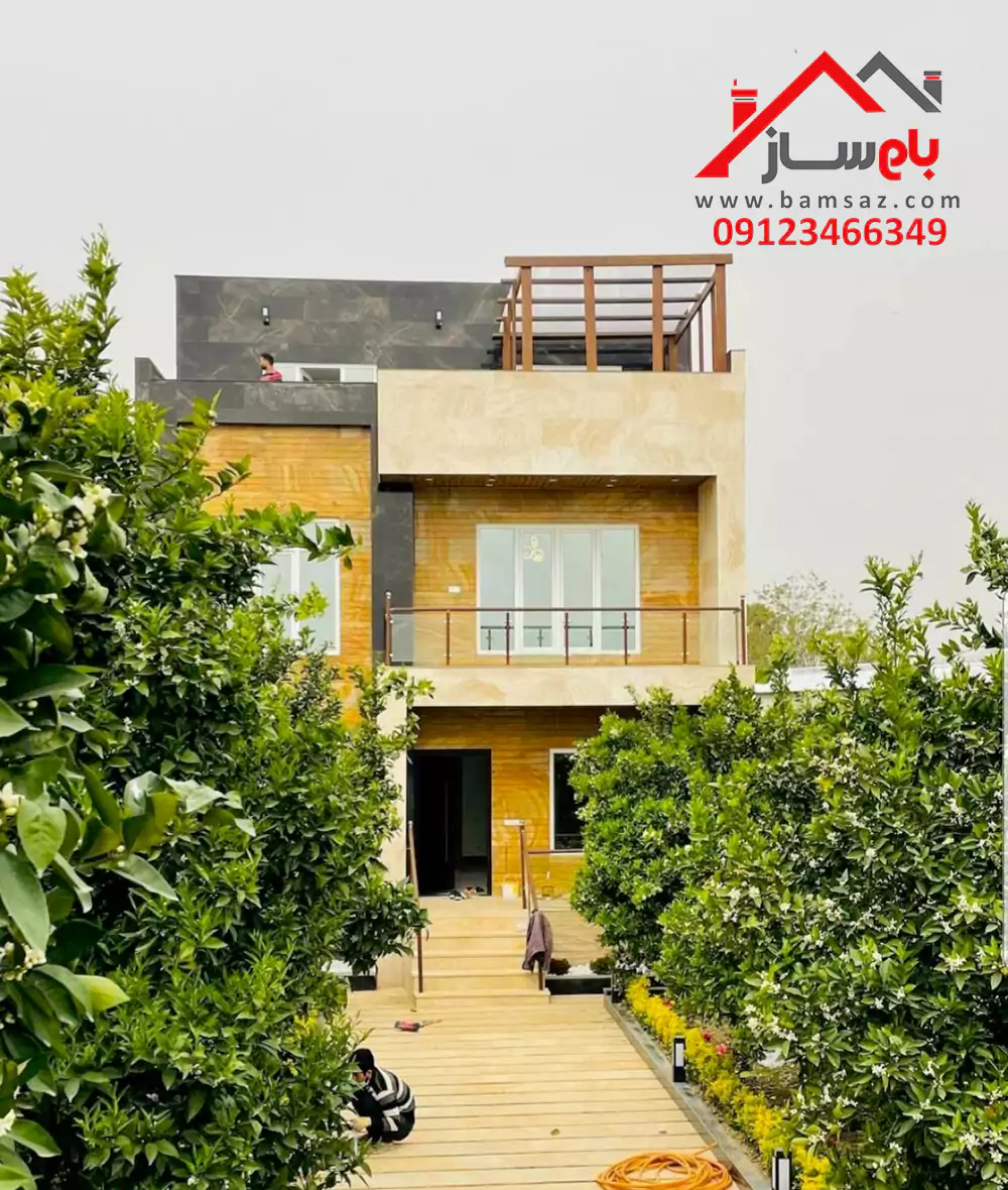 محوطه سازی ویلا در زمین شیب دار بام ساز طراحی حیاط ویلا شیب دار