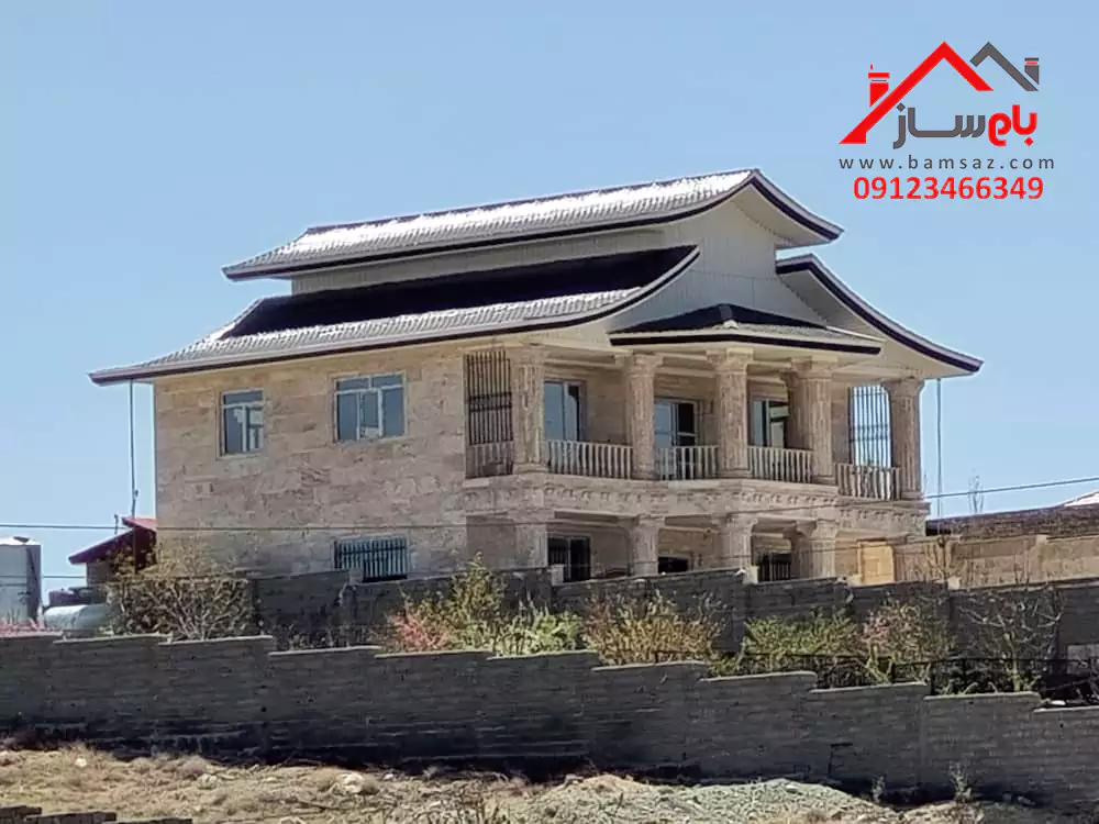 محوطه سازی ویلا در زمین شیب دار بام ساز ویلا در سطح شیب دار