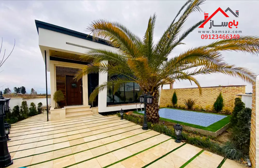 محوطه سازی ویلا در زمین شیب دار بام ساز محوطه سازی زمین ویلا شیب دار