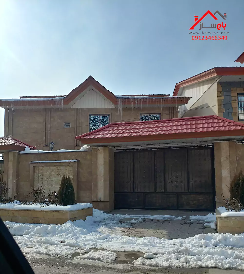 ویلا همکف مدرن بام ساز سقف شیروانی مدرن